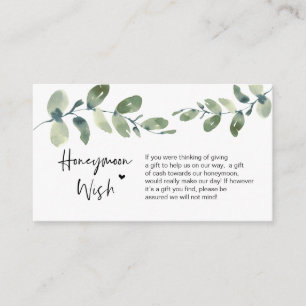 Greenery Eucalyptus, zwarte inkt, Honeymoon Wish Informatiekaartje