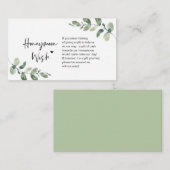 Greenery Eucalyptus, zwarte inkt, Honeymoon Wish Informatiekaartje (Voorkant / Achterkant)