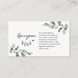 Greenery Eucalyptus, zwarte inkt, Honeymoon Wish Informatiekaartje