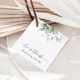 Greenery, Eucalyptusbladeren, botanische bruiloft Bedankjes Labels