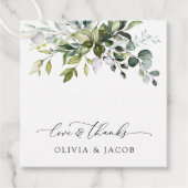 Greenery, Eucalyptusbladeren, botanische bruiloft Bedankjes Labels (Voorkant)