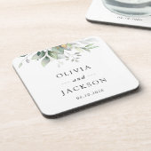 Greenery, Eucalyptusbladeren, botanische bruiloft Bier Onderzetter (Linkerzijde)