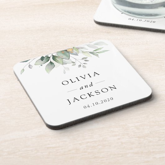 Greenery, Eucalyptusbladeren, botanische bruiloft Bier Onderzetter (Linkerzijde)