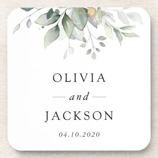 Greenery, Eucalyptusbladeren, botanische bruiloft Bier Onderzetter (Voorkant)