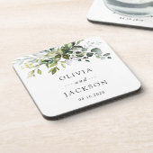 Greenery, Eucalyptusbladeren, botanische bruiloft Bier Onderzetter (Linkerzijde)