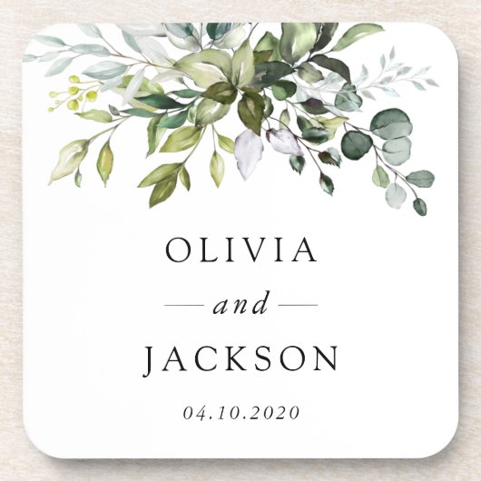 Greenery, Eucalyptusbladeren, botanische bruiloft Bier Onderzetter (Voorkant)