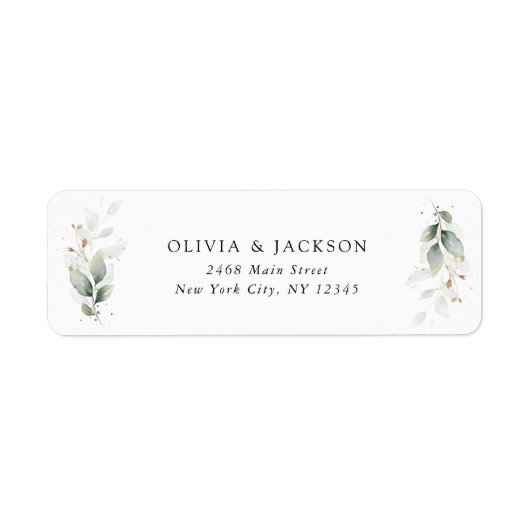 Greenery, Eucalyptusbladeren, botanische bruiloft Etiket (Voorkant)