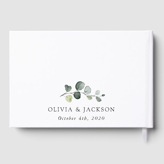 Greenery, Eucalyptusbladeren, botanische bruiloft Gastenboek (Achterkant)