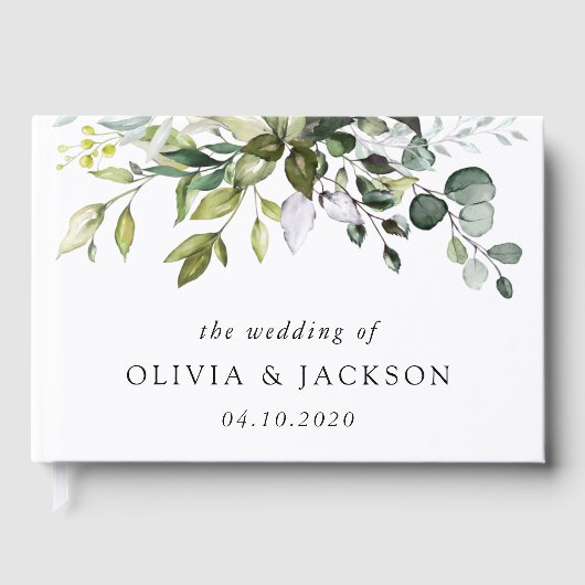 Greenery, Eucalyptusbladeren, botanische bruiloft Gastenboek (Voorkant)