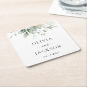 Greenery, Eucalyptusbladeren, botanische bruiloft Kartonnen Onderzetters (Schuin)