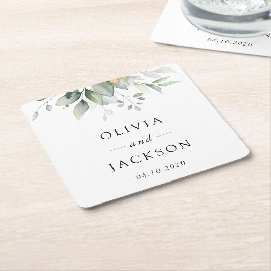 Greenery, Eucalyptusbladeren, botanische bruiloft Kartonnen Onderzetters (Schuin)