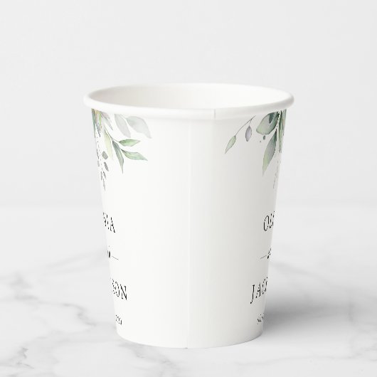 Greenery, Eucalyptusbladeren, botanische bruiloft Papieren Bekers (Rechts)