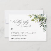 Greenery, Eucalyptusbladeren, botanische bruiloft RSVP Kaartje (Voorkant)