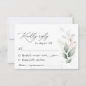 Greenery, Eucalyptusbladeren, botanische bruiloft RSVP Kaartje (Voorkant)