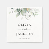 Greenery, Eucalyptusbladeren, botanische bruiloft Servet (Voorkant)