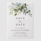 Greenery, Eucalyptusbladeren, botanische bruiloft Vellum Uitnodigingen (Voorkant)