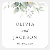 Greenery, Eucalyptusbladeren, botanische bruiloft Vierkante Sticker (Voorkant)