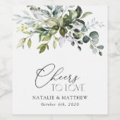 Greenery, Eucalyptusbladeren, botanische bruiloft Wijn Etiket (Enkel label)