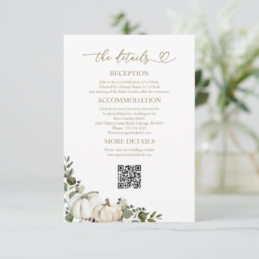 Greenery Fall Wedding Details Behuizing Kaarten (Staand voorkant)