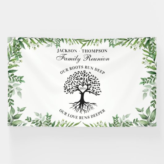 Greenery Family Reunion Tree backdrop banner (Horizontaal)