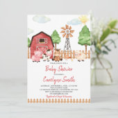 Greenery Farm Animals Barnyard Baby shower Kaart (Staand voorkant)