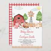 Greenery Farm Animals Barnyard Baby shower Kaart (Voorkant / Achterkant)