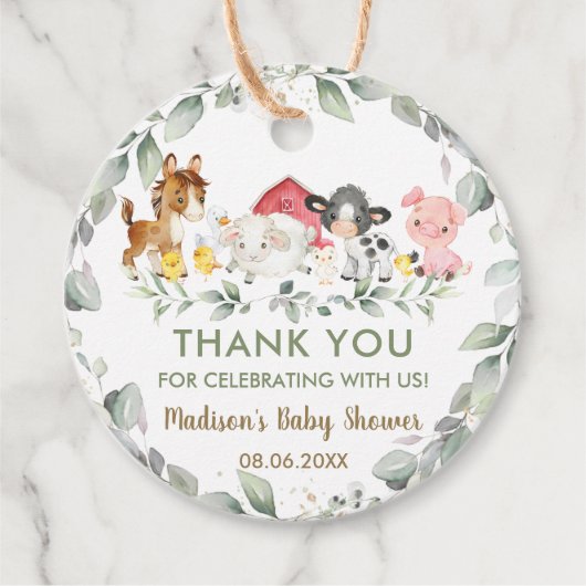 Greenery Farm Animals Birthday Baby shower Favor Bedankjes Labels (Voorkant)