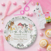 Greenery Farm Animals Birthday Baby shower  Papieren Bordje (Feest)