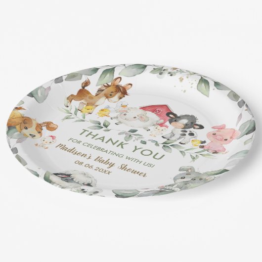 Greenery Farm Animals Birthday Baby shower  Papieren Bordje (Gekanteld)