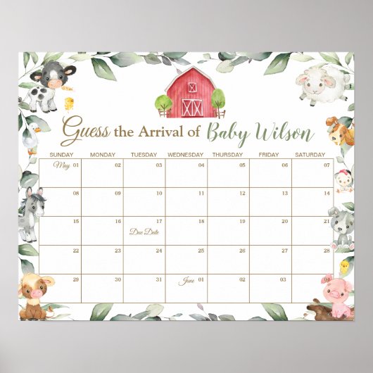 Greenery Farm Animals denken dat Baby's op de verv Poster (Voorkant)