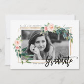 Greenery Faux Gold Blush Foto afstuderen Kaart (Voorkant)