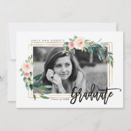 Greenery Faux Gold Blush Foto afstuderen Kaart
