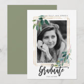 Greenery Faux Gold lijst Foto afstuderen Kaart (Voorkant / Achterkant)