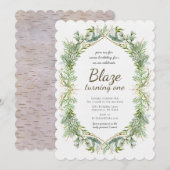 Greenery First Birthday Invitation Kaart (Voorkant / Achterkant)