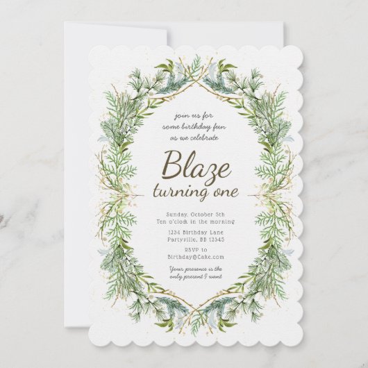 Greenery First Birthday Invitation Kaart (Voorkant)