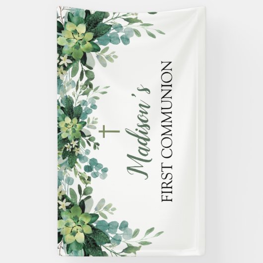 Greenery First Communion Banner backdrop (Verticaal)