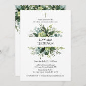 Greenery First Communion Invitation Kaart (Voorkant / Achterkant)