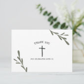 Greenery First Communy Girl Boy Bedankkaart (Staand voorkant)