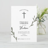 Greenery First Communy Girl Boy Kaart (Staand voorkant)