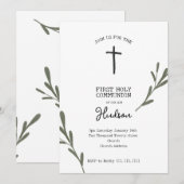 Greenery First Communy Girl Boy Kaart (Voorkant / Achterkant)