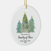 Greenery First Kerstmis als familie van drie Keramisch Ornament (Rechts)