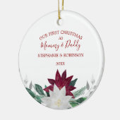 Greenery First Kerstmis als mama en papa Keramisch Ornament (Links)