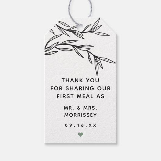 Greenery First Meal Wedding for Label Cadeaulabel (Voorkant)
