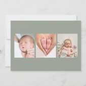 Greenery Floral 4 Foto Baby Birth Aankondiging (Achterkant)