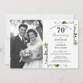 Greenery Floral 70th Wedding Jubileum Foto Kaart (Voorkant)