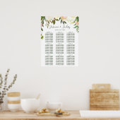 Greenery Floral 9 Tables Wedding Seding Chart Poster (Keuken)