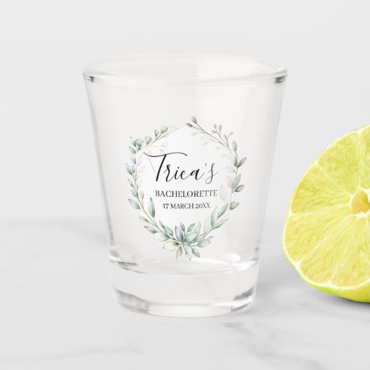 Greenery Floral Bachelorette Party Shot Glass Glas (Voorkant)