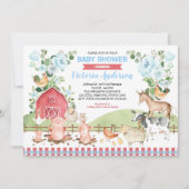 Greenery Floral Barnyard Farm Animals Baby shower Kaart (Voorkant)