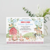 Greenery Floral Barnyard Farm Animals Baby shower Kaart (Staand voorkant)