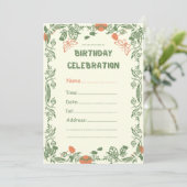Greenery floral Birthday Celebration Kaart (Staand voorkant)